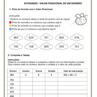 Atividades valor posicional De um número