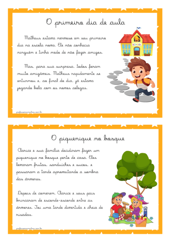 Textos cursivos para leitura aula