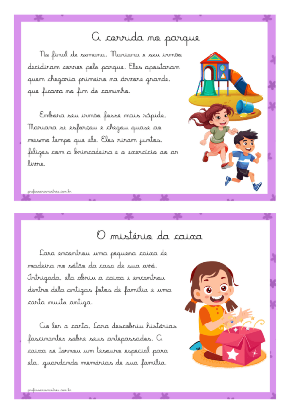 Textos cursivos para leitura corrida