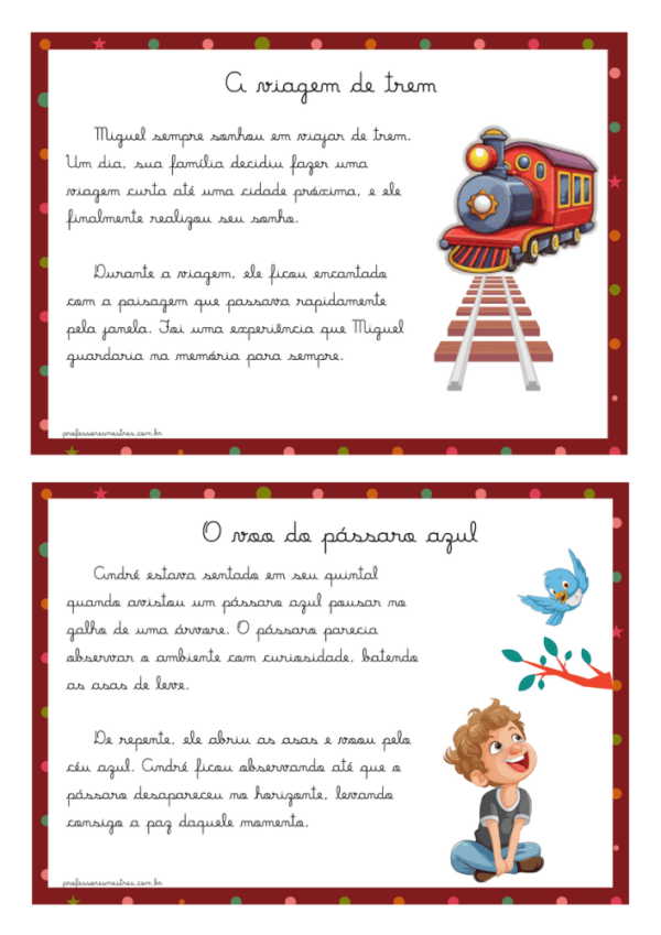 Textos cursivos para leitura viagem
