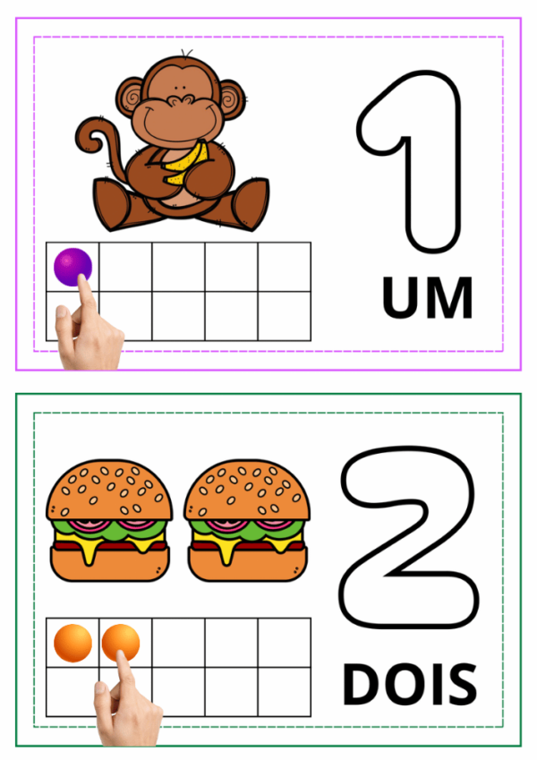 atividade numeros com massinha 1 e 2