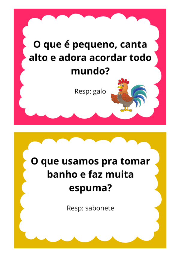 perguntas e respostas faceis infantil galo sabonete