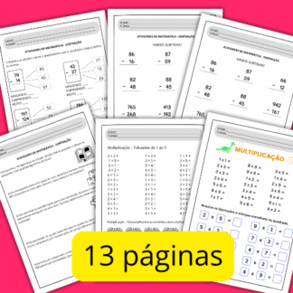 Atividades adição multiplicação e subtração