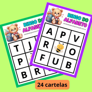 FICHAS E CARTELAS BINGO DAS LETRAS 1