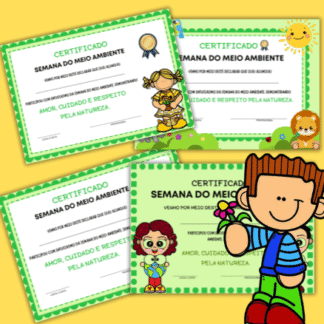 Certificado o meio ambiente educação infantil