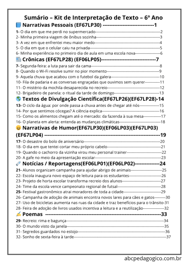 apostila interpretação de texto 6º ano pdf
