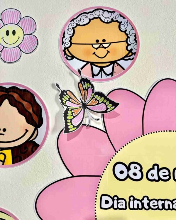 mural dia da mulher com desenhos