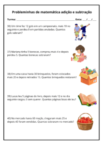Probleminhas de adição e subtração simples - ABC Pedagógico