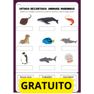 ditado recortado animais marinhos