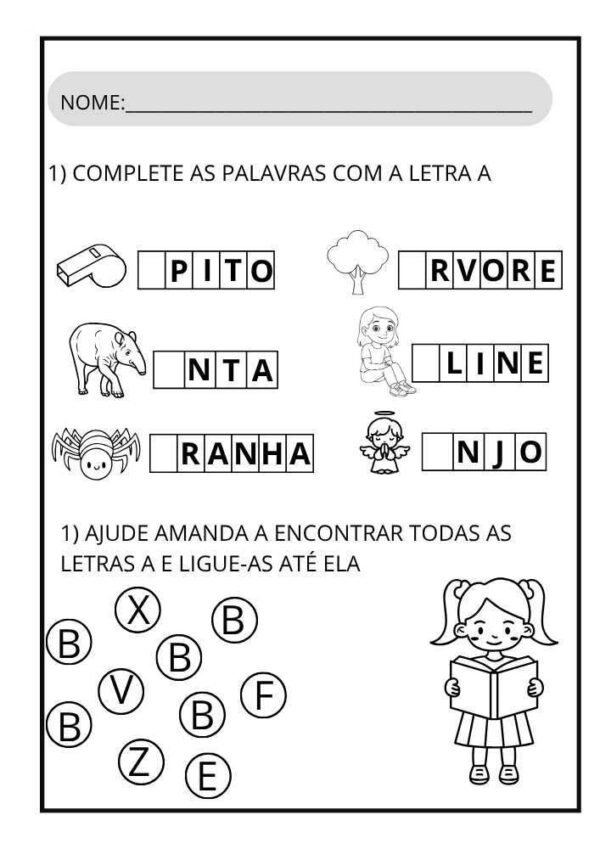 atividade letra a abacaxi abelha anel
