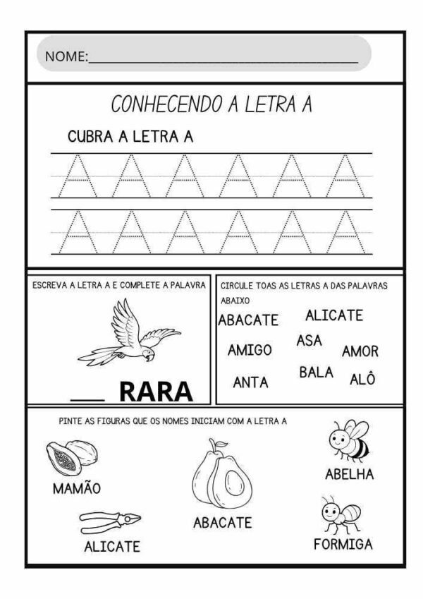 atividades letra a educacao infantil com imagens