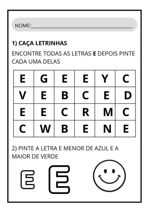 atividades letra e para imprimir pagina 10