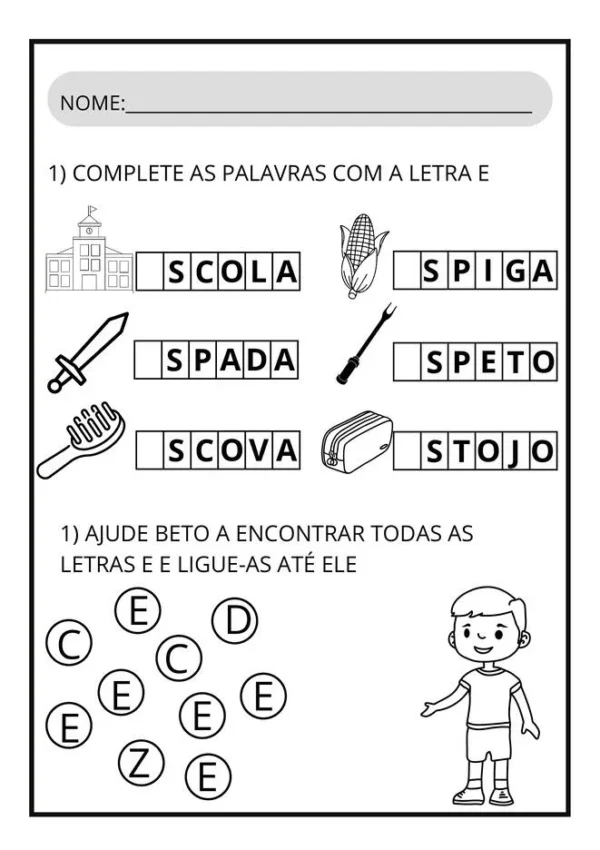 atividades letra e para imprimir pagina 11