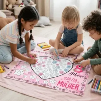 Cartaz colaborativo dias das mulheres com flores – alfabetização
