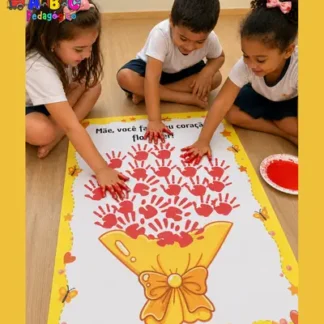 Cartaz coletivo dia das mães buquê amarelo – alfabetização