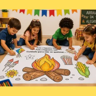 Cartaz coletivo festa junina educação infantil – colorido