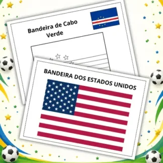 Kit de bandeiras países copa do mundo 2026: coloridas e para colorir – para imprimir
