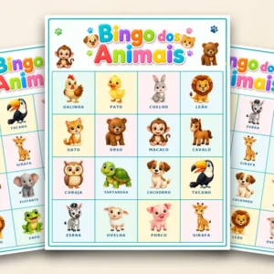 Bingo dos animais para imprimir