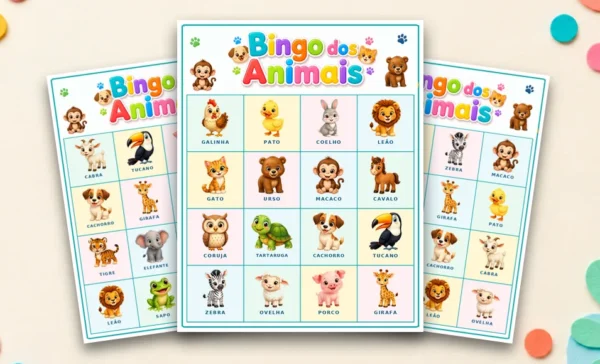 Bingo dos animais para imprimir