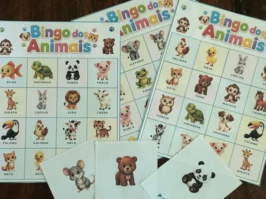 Bingo dos animais para imprimir – colorido