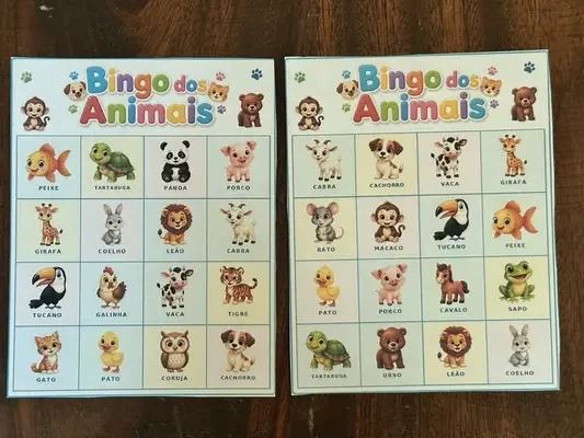Bingo dos animais para imprimir – para sala de aula
