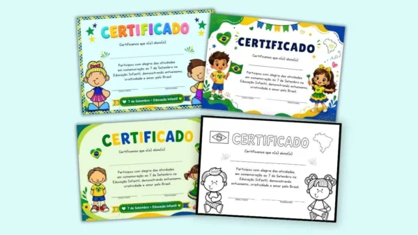 Certificado 7 de Setembro Educação Infantil para Imprimir – recurso pronto