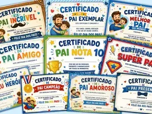 kit 10 Certificados dia dos pais para imprimir – alfabetização