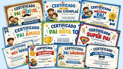 kit 10 Certificados dia dos pais para imprimir – alfabetização
