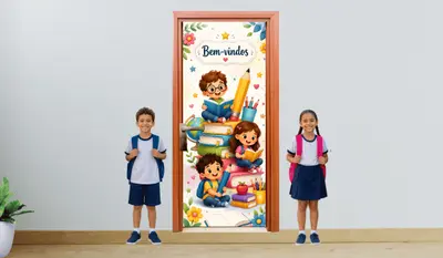 Painel de Porta Bem-vindos ao Mundo do Saber – gratuito para baixar