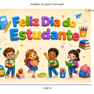 Painel Dia do Estudante: Crianças e Letras Coloridas