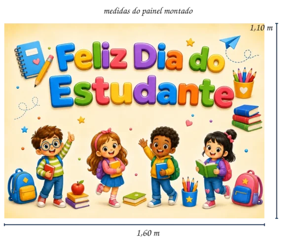 Painel Dia do Estudante: Crianças e Letras Coloridas