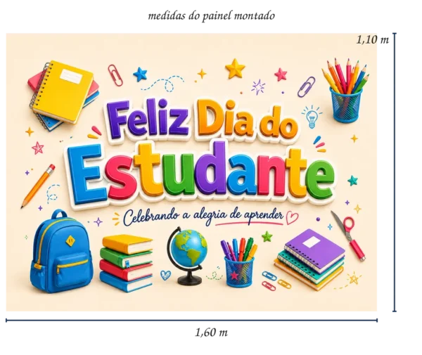 Painel Feliz Dia do Estudante Colorido para Imprimir