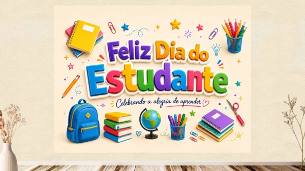 Painel Feliz Dia do Estudante Colorido para Imprimir