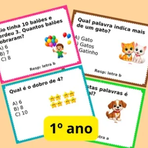 Perguntas com respostas para gincana - 1º ano – para educação infantil