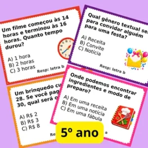 Perguntas com respostas para gincana - 5º ano – colorido