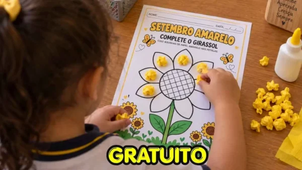 Atividade gratuita setembro amarelo girassol – ensino fundamental