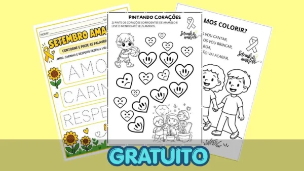 Atividades gratuitas setembro amarelo – recurso pronto