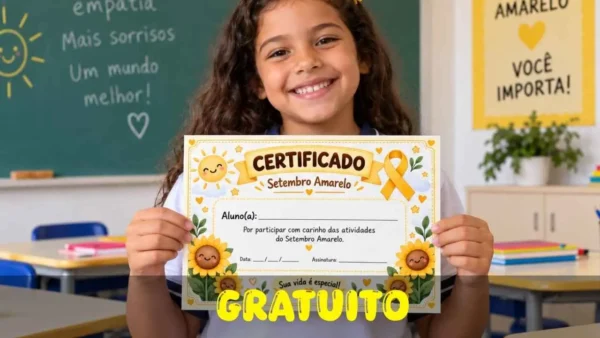 Certificado setembro amarelo - gratuito – alfabetização