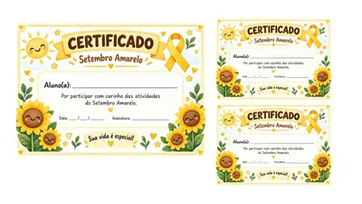 Certificado setembro amarelo - gratuito – educação infantil