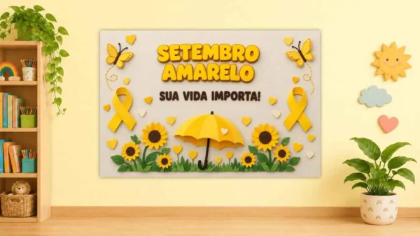 Painel estilo 3d setembro amarelo para imprimir – alfabetização