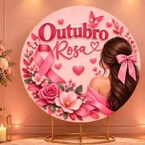 Painel redondo outubro rosa para imprimir – alfabetização