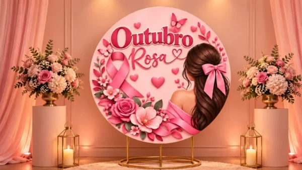 Painel redondo outubro rosa para imprimir – alfabetização