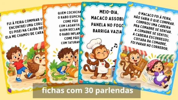 Parlendas para imprimir - 30 fichas coloridas – passo a passo
