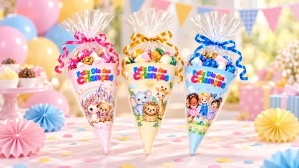 Cone de Doces Dia das Crianças – 30 Modelos Fofos – alfabetização
