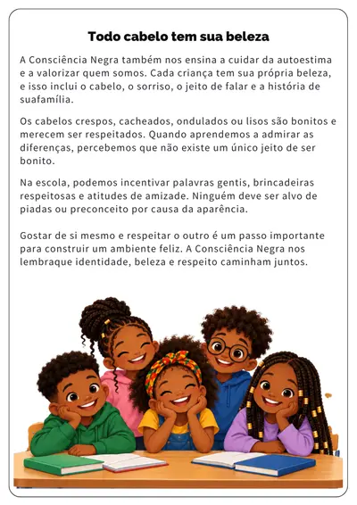 Kit 40 Textos sobre Consciência Negra para Imprimir – Educação Infantil ao Ensino Médio – educação infantil