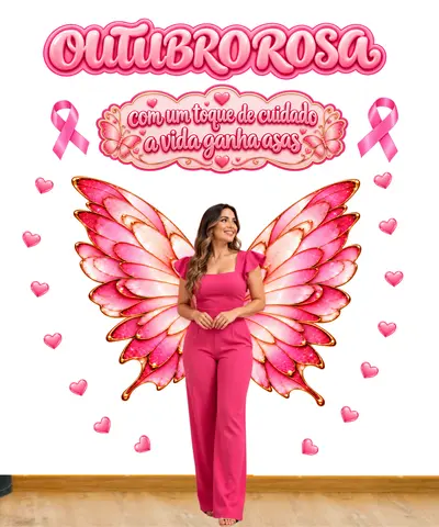 Painel Outubro Rosa Asas de Borboleta para Imprimir – educação infantil