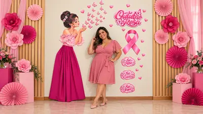 Painel Outubro Rosa para Imprimir: Cantinho de Fotos – ensino fundamental