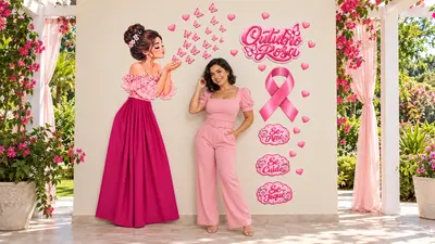 Painel Outubro Rosa para Imprimir: Cantinho de Fotos – pronto em pdf