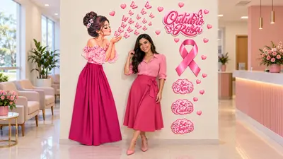 Painel Outubro Rosa para Imprimir: Cantinho de Fotos – recurso pronto