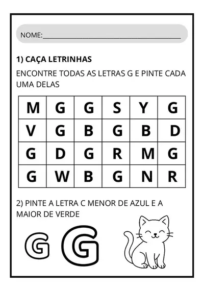 Atividades letra G para imprimir – pdf para imprimir